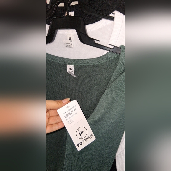 90 Degree By Reflex 3PKRibbed Seamless Crew,Scoop and Square Neck Long SleeveTop - Picture 9 of 10